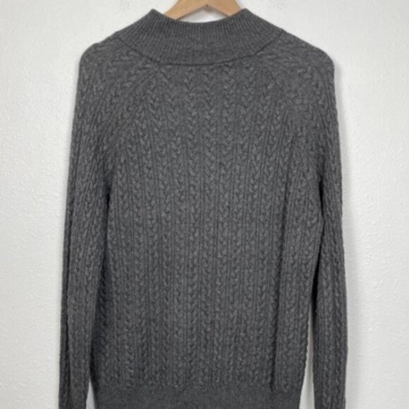 LINK Grey Cashmere & Angora Cotton Blend 1/4 Zip Cable knit Sweater Size: XL - Picture 5 of 7